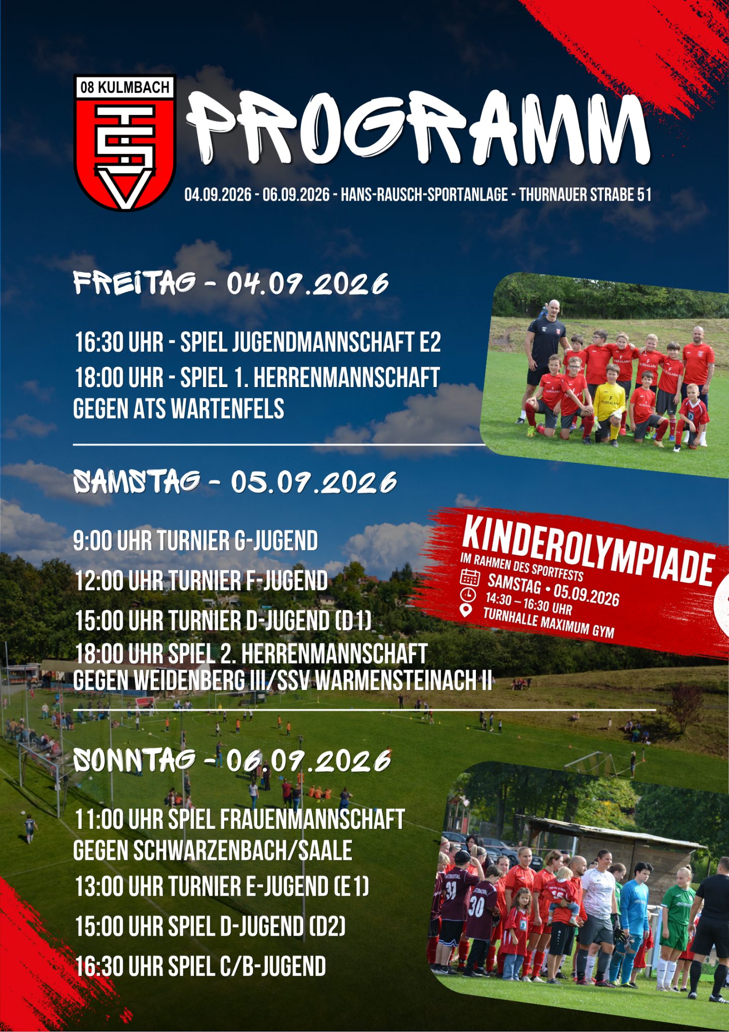 Eigenanzeige: Programm des Sportfests 2026 mit allen Spielen, Turnieren und der Kinderolympiade