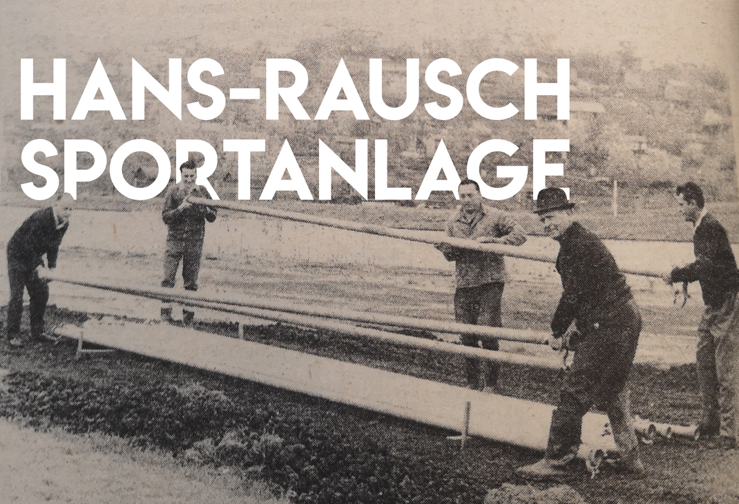 Hans Rausch bei Bauarbeiten an der Sportanlage 1969
